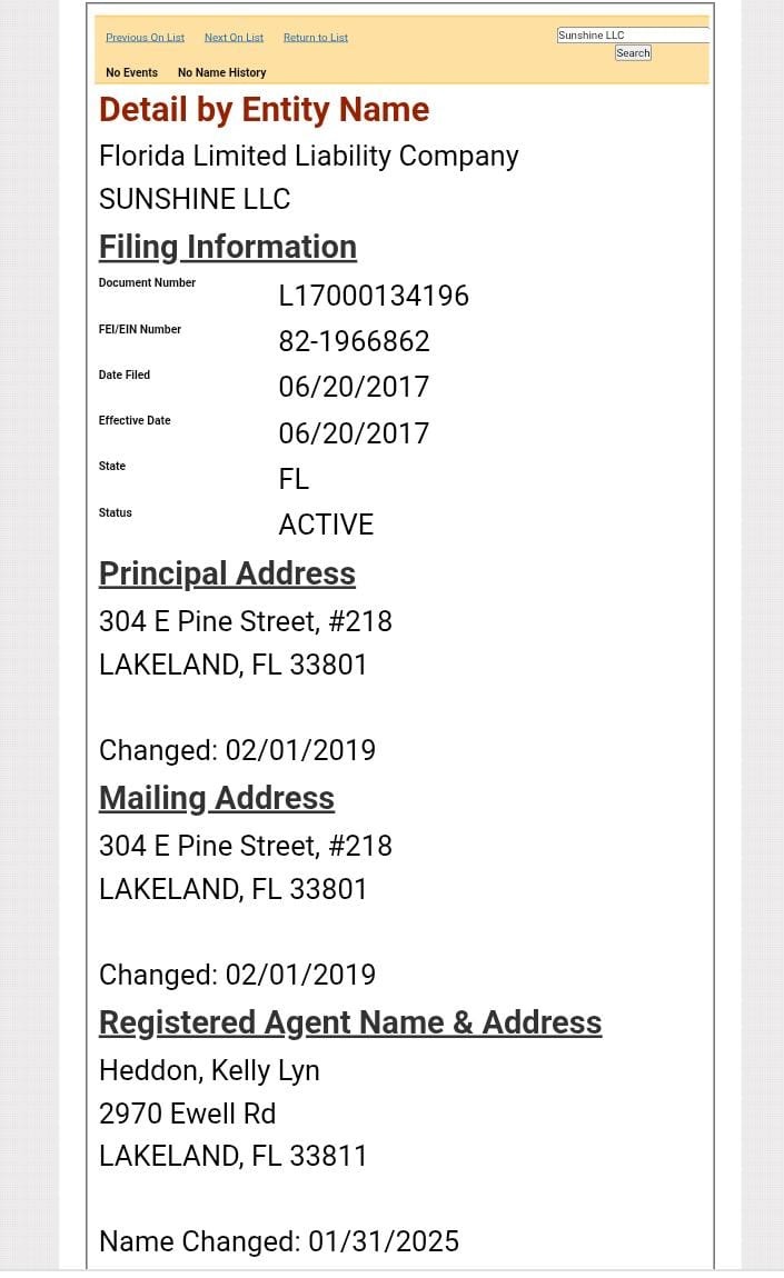 florida secretary of state llc search Step 6 - View Detailed Information