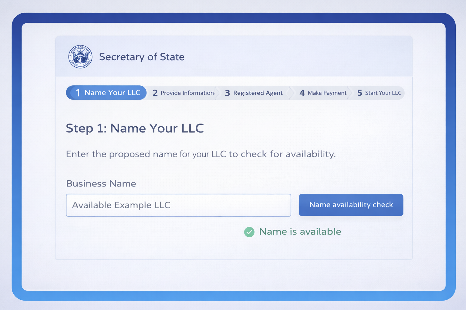 LLC Formation: Step 1: Name Your Business for starting an LLC 