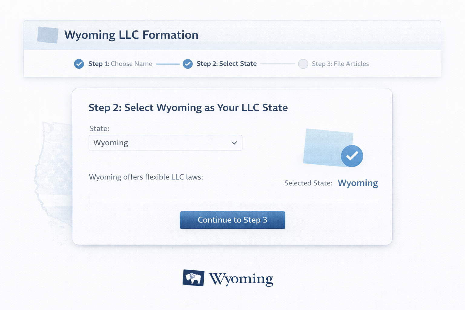 Step 2: Select Wyoming as Your LLC State