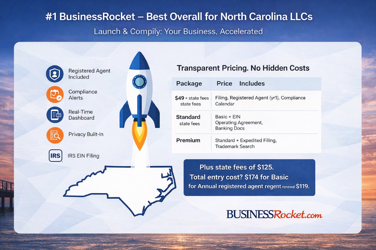 BusinessRocket – Best Overall for North Carolina LLCs Services Provider