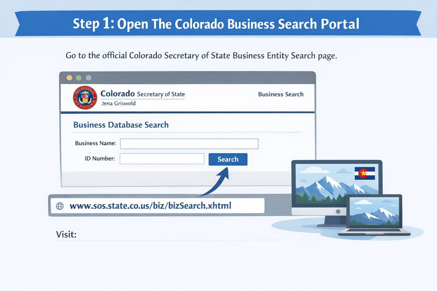 Check Business Name Availability in Colorado in 6 Easy Steps - Step 1. Open The Colorado Business Search Portal