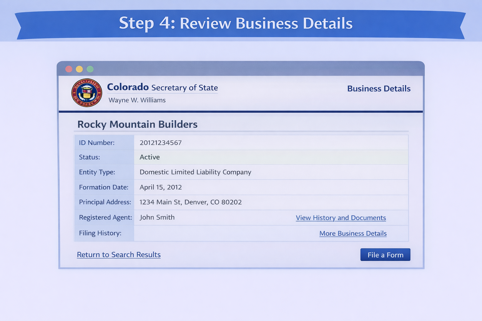 Step 4. Check Full Business Entity Information