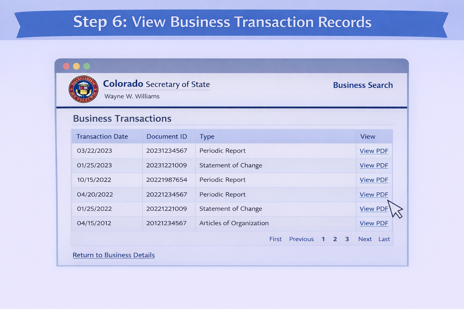 Step 6. View Business Transaction Records
