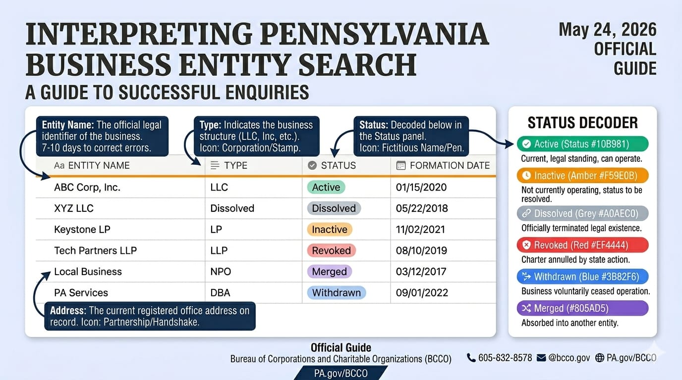 Pennsylvania Interpreting Business Entity Search Results