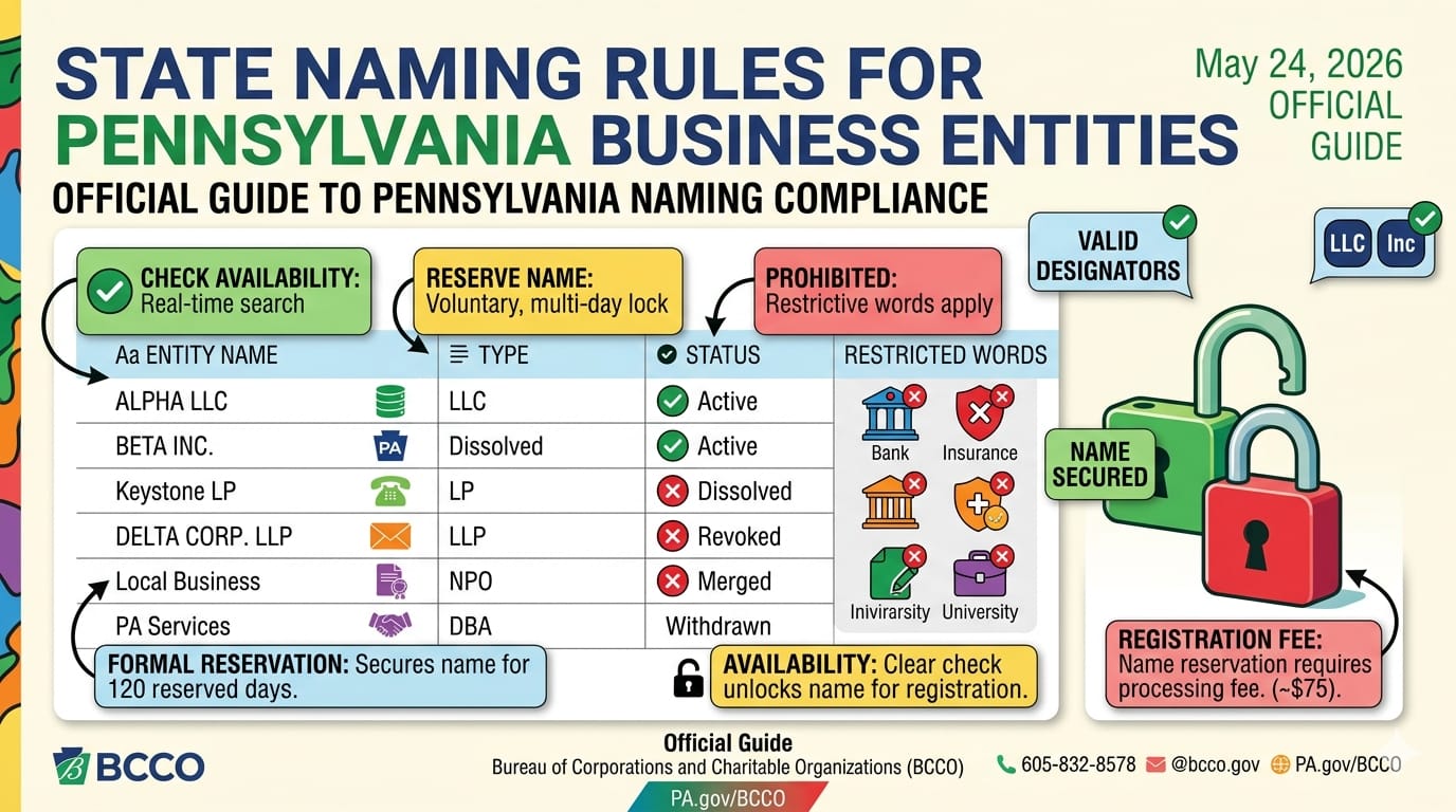 State Naming Rules for Pennsylvania Business Entities