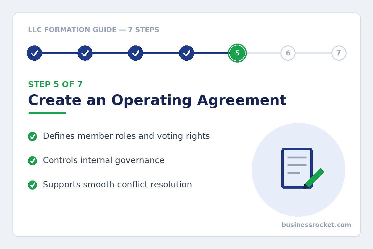 Step 5 of LLC formation: create an LLC operating agreement