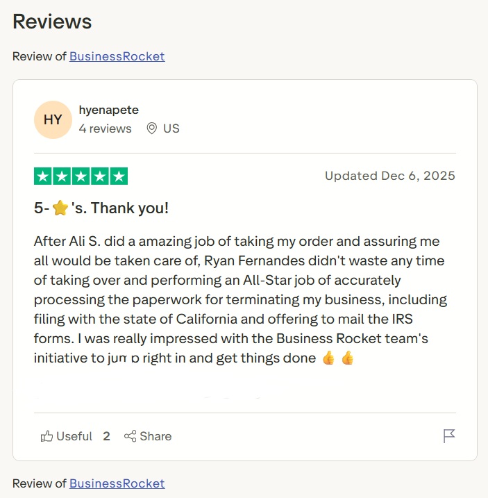 Trustpilot review by hyenapete about California