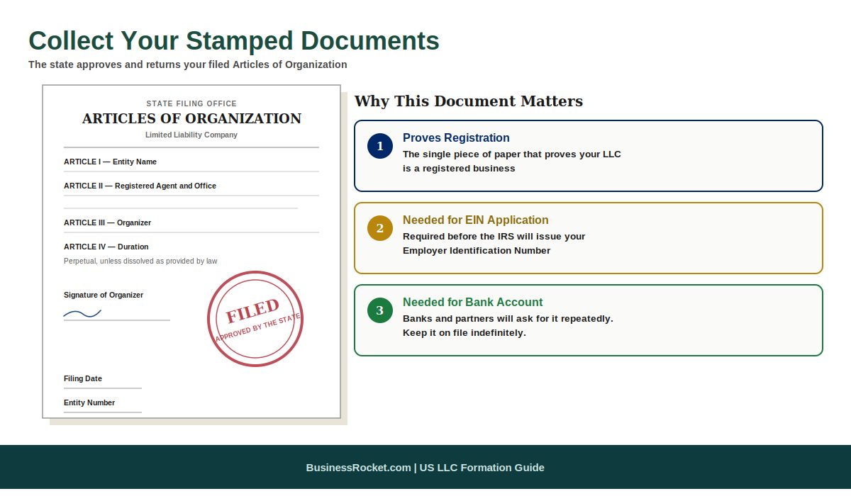 Collect your stamped LLC formation documents