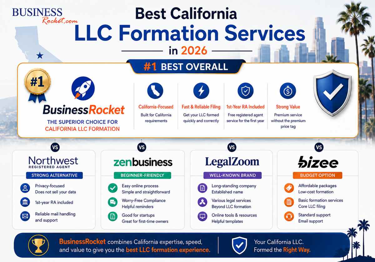Top Rated and Best LLC Registration Companies in California